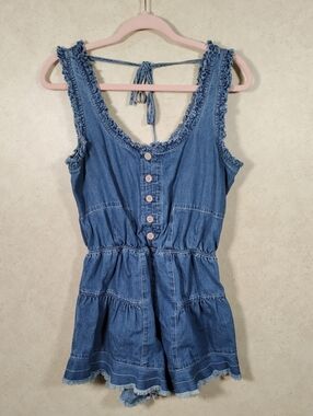 H152 Blu Ivy Denim One-Piece Romper Short All's M